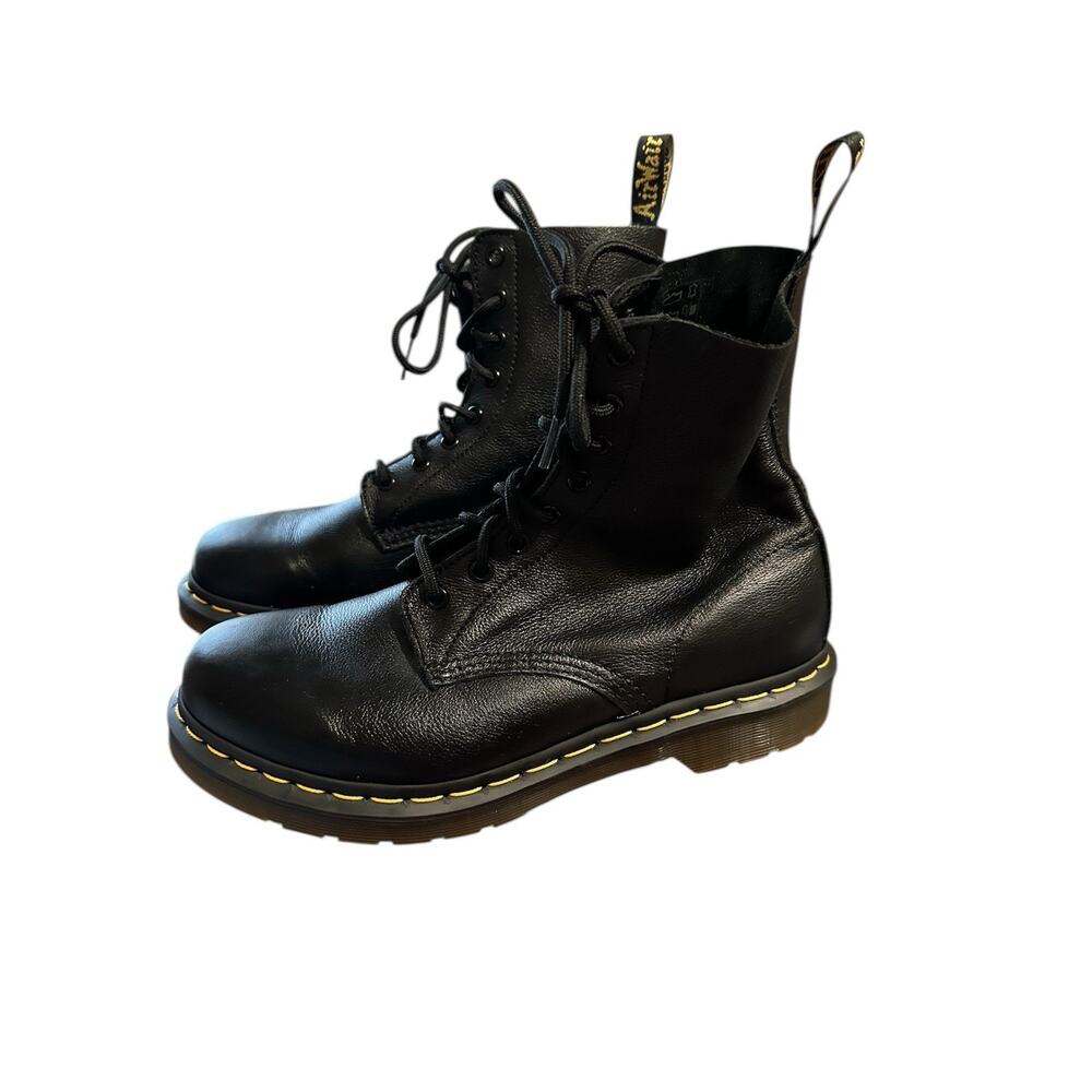Dr. Doc Martens Pascal 1460 Combat Boots Eu42 Size 10 Black Leather Nappa